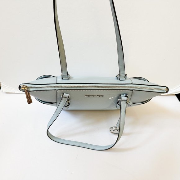 Michael Kors Charlotte Large Top Zip Shoulder Tote Bag Vista Blue - Picture 5 of 11